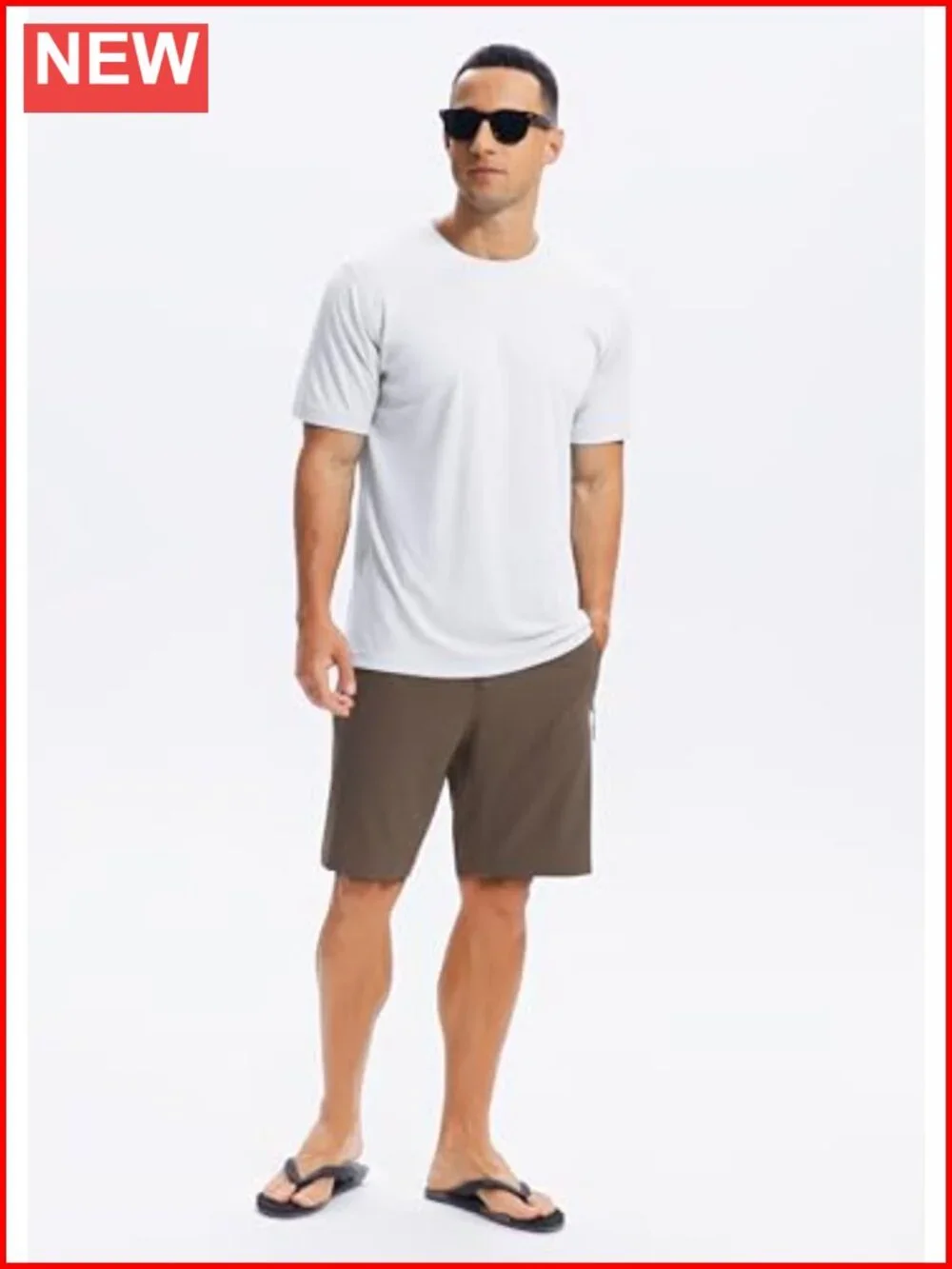 Mens UPF 50+ Sun Protection Rashguard Swim Shirt Quick Dry Short Sleeve
